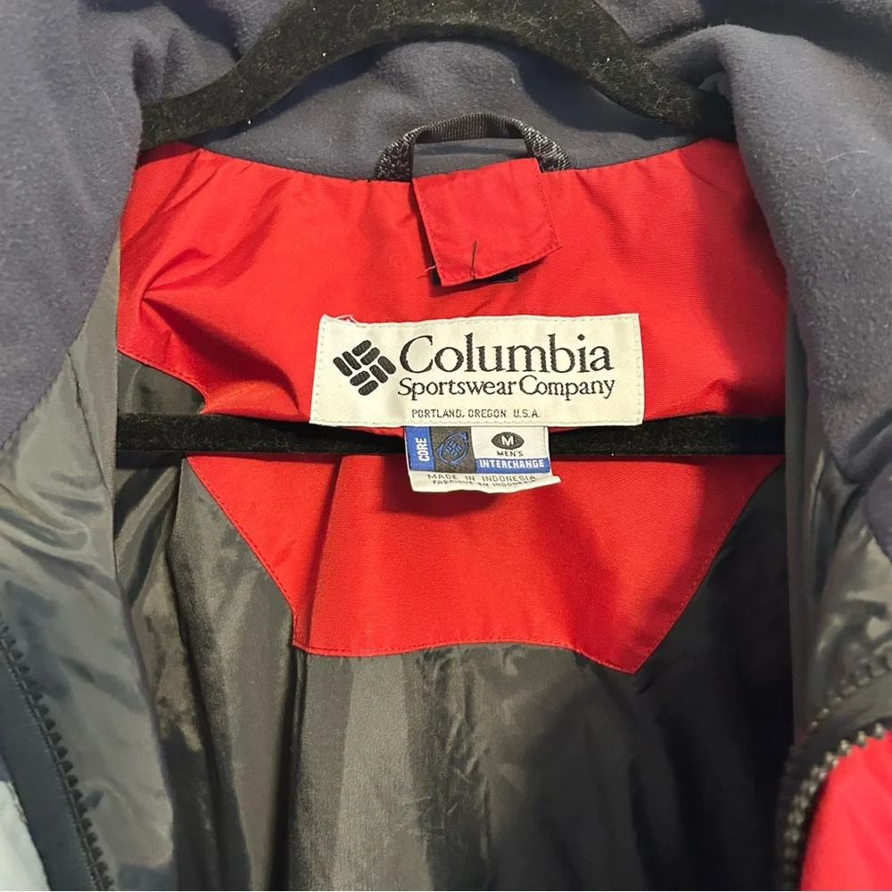 Columbia Men’s Challenge Series Red and Grey Coat with Removable Fleece Jacket